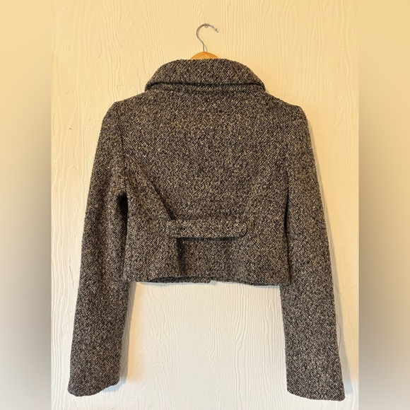 Club Monaco Wool Peppered Tweed Cropped Button Up Cardigan Jacket Top - Picture 9 of 10